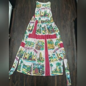 Burning Torch Los Angeles Print Maxi Dress